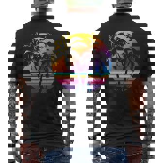 Vintage Sunset Palm Tree Idea Beach Lovers Men's Back Print T-Shirt - Monsterry