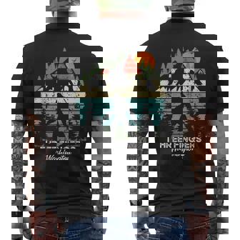 Vintage Three Fingers Washington National Park Retro 80's Men's Back Print T-Shirt - Monsterry
