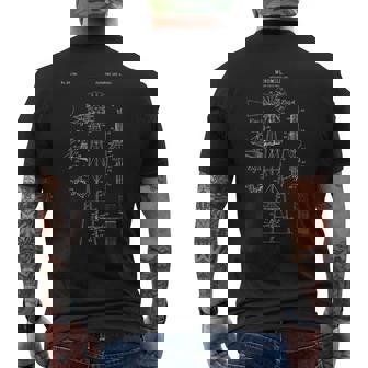 Vintage Windmill Blueprint Farming Wind Energy Men's T-shirt Back Print | Seseable CA