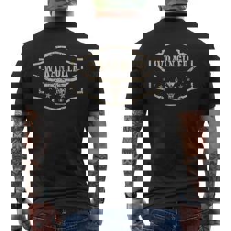 Vintage Wranglers Western Deserts Cowhide & Bulls Skulls Men's T-shirt Back Print - Monsterry