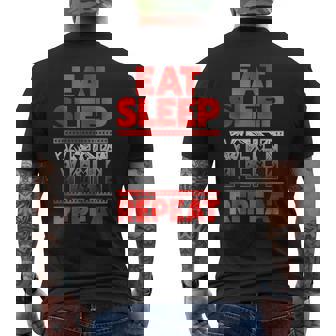 Vintage Yeet Apparel Saying Eat Sleep Repeat Men's T-shirt Back Print | Mazezy