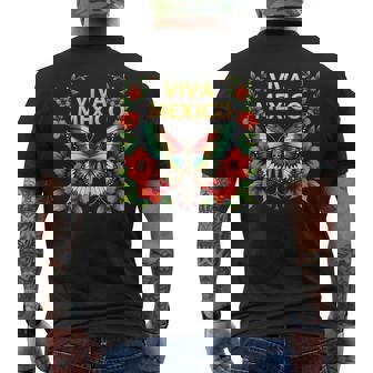 Viva Mexico Butterfly Vintage Mexican Independence Men's Back Print T-Shirt - Monsterry