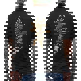 Volleyball Dabbing Reindeer Christmas Knit Pattern Dab Premium Men's Back Print T-Shirt - Monsterry