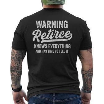 Warning Retiree Knows Everything Has Time To Tell It Retired Men's T-shirt Back Print - Thegiftio UK