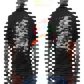 Watercolor Japanese Koi -Adults Black Small Cartoon Koi Men's T-shirt Back Print | Seseable CA