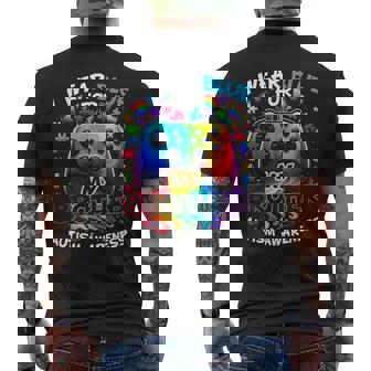 I Wear Blue For My Brother Autism Awareness Video Game Men's T-shirt Back Print - Seseable