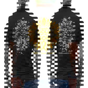 I Wear Gold For My Son Gold Sunflower Childhood Cancer Men's Back Print T-Shirt - Monsterry