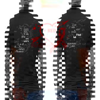I Wear Red For My Mom Heart Disease Red Ribbon Awareness Men's Back Print T-Shirt - Monsterry