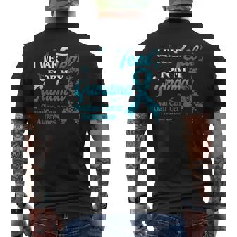 I Wear Teal For My Grandma Ovarian Cancer Blue Ribbon Men's Back Print T-Shirt - Monsterry
