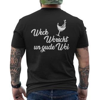 Weck Worscht Un Gude Woi Hessen Pfalz Saying Dialect T-Shirt mit Rückendruck - Geschenkecke