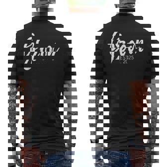 Wedding & Couple Matching Shop & More Black Groom Est 2025 Groom Men's T-shirt Back Print - Monsterry