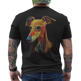 Whippet Dog Motif Pet Illustration Colourful Whippet T-Shirt mit Rückendruck - Geschenkecke