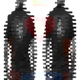 Whiskered Screech-Owl Valentines Day Bird Love Fingerprint Men's Back Print T-Shirt - Monsterry
