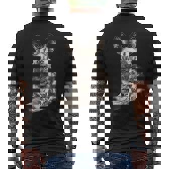 Wild Dog Making Eye Contact For Wild Dog Fans Men's Back Print T-Shirt - Monsterry