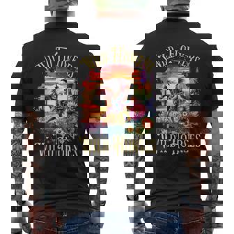 Wild Flowers & Wild Horses Country Sunset Western Cowgirl Men's T-shirt Back Print - Monsterry