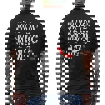 Will You Marry Me Proposal Valentines Day T-Shirt Men's Back Print T-Shirt - Monsterry