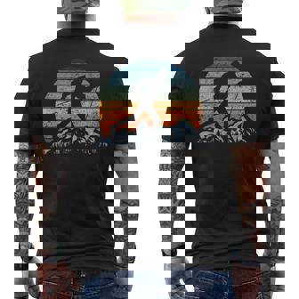 Winter Sports Vintage Sunset Cross-Country Skiing Men's Back Print T-Shirt - Monsterry