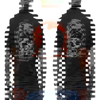 Witchy Cat Atop Skull Halloween Witchcraft Cat Lover Tank Top Men's Back Print T-Shirt - Monsterry