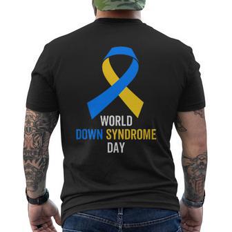 World Down Syndrome Day Pocket Blue And Yellow Ribbon Men's T-shirt Back Print - Thegiftio UK