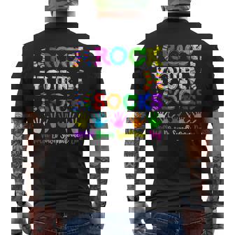 World Down Syndrome Day Rock Your Socks Awareness Support Men's Back Print T-Shirt - Monsterry