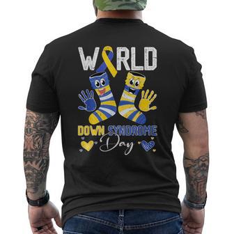 World Down Syndrome Day Yellow & Blue Ribbon Rock Your Socks Men's T-shirt Back Print - Thegiftio UK