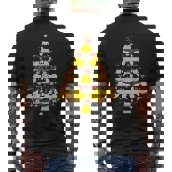 Xmas Lighting Santa Hat Rubber Duck Christmas Tree Men's Back Print T-Shirt - Monsterry