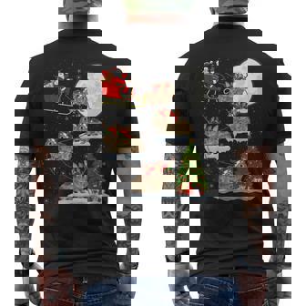 Xmas Lighting Tree Santa Riding Bunny Christmas Men's Back Print T-Shirt - Monsterry