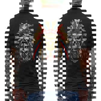 Yaqui Mexican Native Indian Skull Warrior American Heritage Men's Back Print T-Shirt - Monsterry