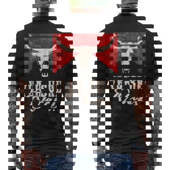 Yeah Sure Okay Western Bull-Skull Retro Men's T-shirt Back Print | Mazezy