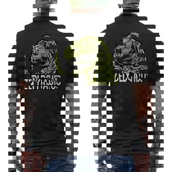 Zephyr Saurus Personalized Name Dinosaur T-Rex Men's Back Print T-Shirt - Monsterry