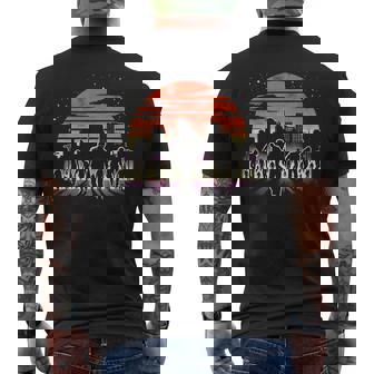 Zombie Horde At Sunset City Apocalypse Survival Horror Art Premium Men's Back Print T-Shirt - Monsterry