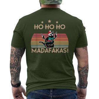 Catintage Pew Pew Madafakas Cat Ho Ho Ho Christmas T-Shirt mit Rückendruck - Geschenkecke