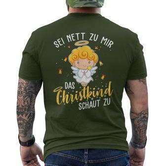 Christkind Schaut Zu Christmas Night Holiday Evening T-Shirt mit Rückendruck - Geschenkecke