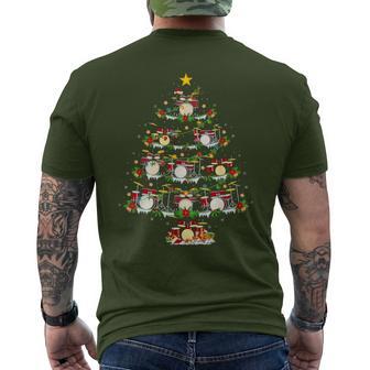 Christmas Lights Santa Drummer Christmas Tree T-Shirt mit Rückendruck - Geschenkecke