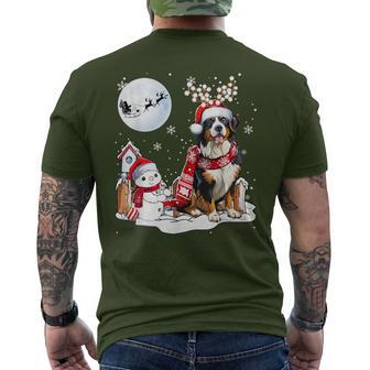 Bernese Mountain Dog Christmas Snowman Xmas Lights T-Shirt mit Rückendruck - Geschenkecke