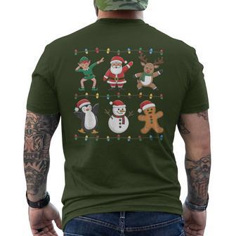 Christmas Reindeer Penguin Graphic With Santa Hat T-Shirt mit Rückendruck - Geschenkecke