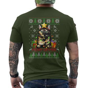 Merry Catmas Tortoiseshell Cat Ugly Christmas Jumper T-Shirt mit Rückendruck - Geschenkecke