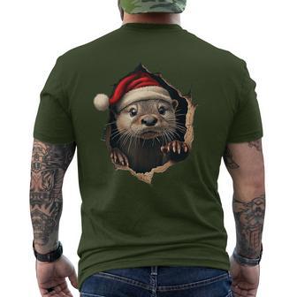 Otter With Christmas Hat Sunglasses Cute Otter T-Shirt mit Rückendruck - Geschenkecke