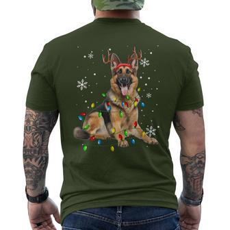 German Shepherd Christmas Tree Lighting Pyjamas Dog Lover Christmas T-Shirt mit Rückendruck - Geschenkecke