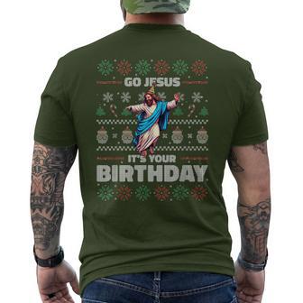 Go Jesus It's Your Birthday Fun Ugly Christmas Sweater Meme T-Shirt mit Rückendruck - Geschenkecke