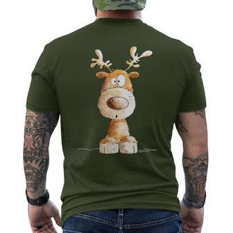 Happy Reindeer I Deer Wild Animal Elk Christmas Fun T-Shirt mit Rückendruck - Geschenkecke