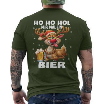 Ho Ho Hol Mir Mal Ein Bier Reindeer Saying Christmas T-Shirt mit Rückendruck - Geschenkecke