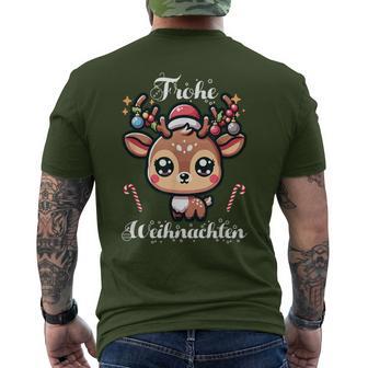 Merry Christmas Cute Reindeer Winter Christmas T-Shirt mit Rückendruck - Geschenkecke