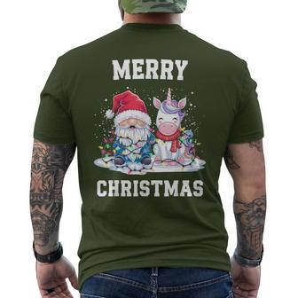 Merry Christmas Santa Hat Gnome Unicorn Xmas Party Christmas T-Shirt mit Rückendruck - Geschenkecke