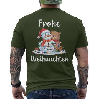 Merry Christmas Snowman Christmas Bear Christmas Eve T-Shirt mit Rückendruck - Geschenkecke