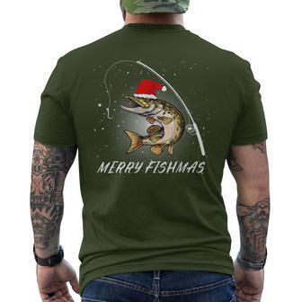 Merry Fishmas Fishing Zander Christmas T-Shirt mit Rückendruck - Geschenkecke