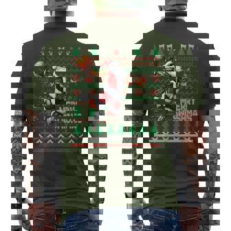Merry Swishmas Santa Basketball Ball Ugly Christmas Sweater Men's T-shirt Back Print - Monsterry