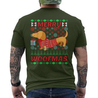 Merry Woofmas Dachshund Christmas Jumper T-Shirt mit Rückendruck - Geschenkecke