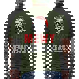 Mewy Rizzmas Santa Cat Mewing Joke Rizz Xmas Men's T-shirt Back Print | Mazezy