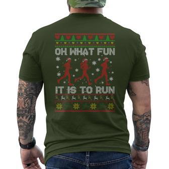 Oh What Fun It Is To Run Christmas Jumper T-Shirt mit Rückendruck - Geschenkecke